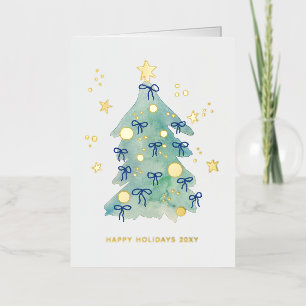 Einfaches Logo Weihnachtsbaum Blaue Bänder Geschäf