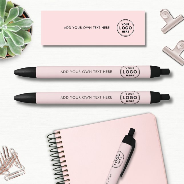 Einfaches Logo-Werbegeschäft Kugelschreiber (Blush pink, simple custom logo pens.  Perfect for small business or promotional merchandise.)