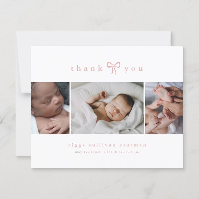 Einfaches Mädchen mit Schleife Foto Collage Baby (Vorderseite)