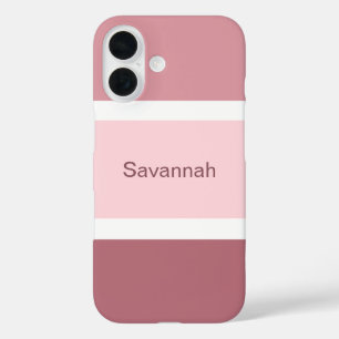Einfaches, Mädchenhaftes Rosa und Weiße Streifen P iPhone 16 Hülle