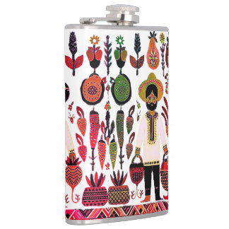 einfaches madhubanisches Gemälde Flachmann