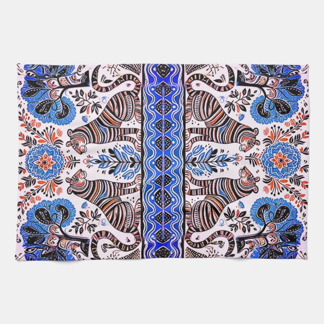 einfaches madhubanisches Gemälde Geschirrtuch (Horizontal)