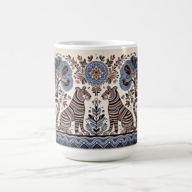 einfaches madhubanisches Gemälde Kaffeetasse (Mittel)