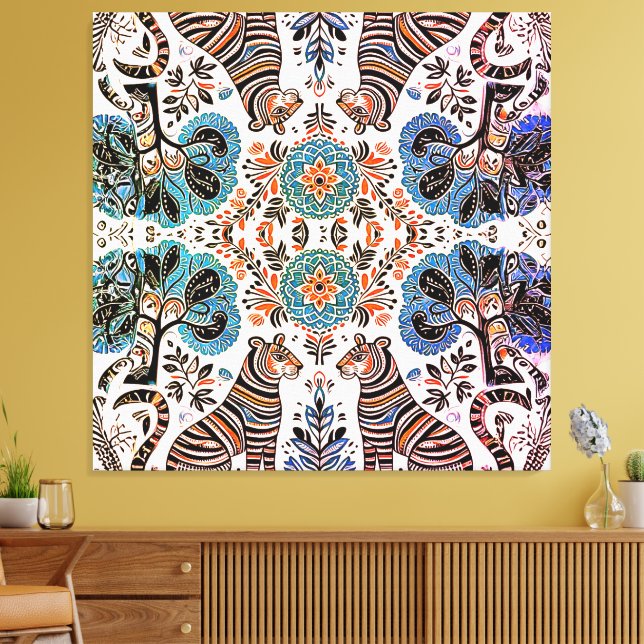 einfaches madhubanisches Gemälde Leinwanddruck (Insitu (Wohnzimmer))