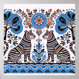 einfaches madhubanisches Gemälde Poster