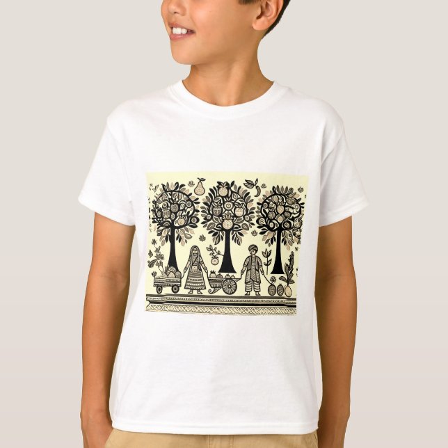 einfaches madhubanisches Gemälde T-Shirt (Vorderseite)
