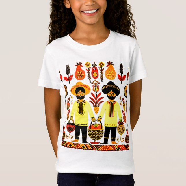 einfaches madhubanisches Gemälde T-Shirt (Vorderseite)