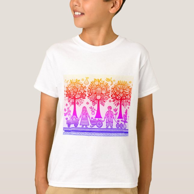 einfaches madhubanisches Gemälde T-Shirt (Vorderseite)