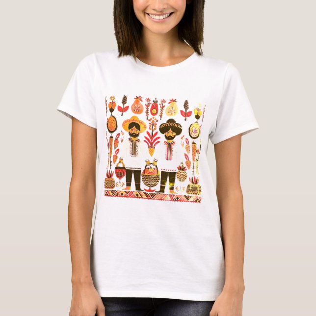 einfaches madhubanisches Gemälde T-Shirt (Vorderseite)