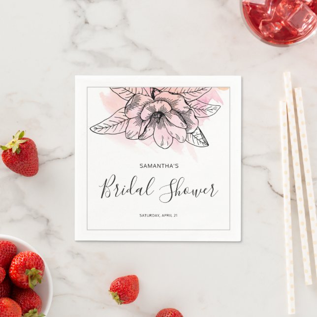 Einfaches Magnolienrosa Brautparty Serviette (Beispiel)