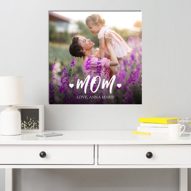 Einfaches Mama Herz Personalisiert Fotodruck (Personalized "Mom" custom photo poster. )