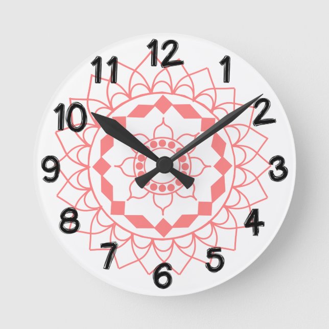 Einfaches Mandala Runde Wanduhr (Vorderseite)