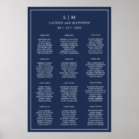 Einfaches marineblaues Monogramm-Hochzeits-Sitzpla