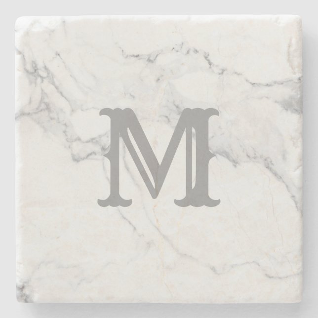 Einfaches Marmordesign mit Anfangsbuchstaben Steinuntersetzer (Vorderseite)