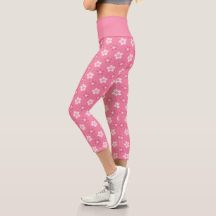 einfaches, massives rosa Muster, kleiner Fluss Capri Leggings