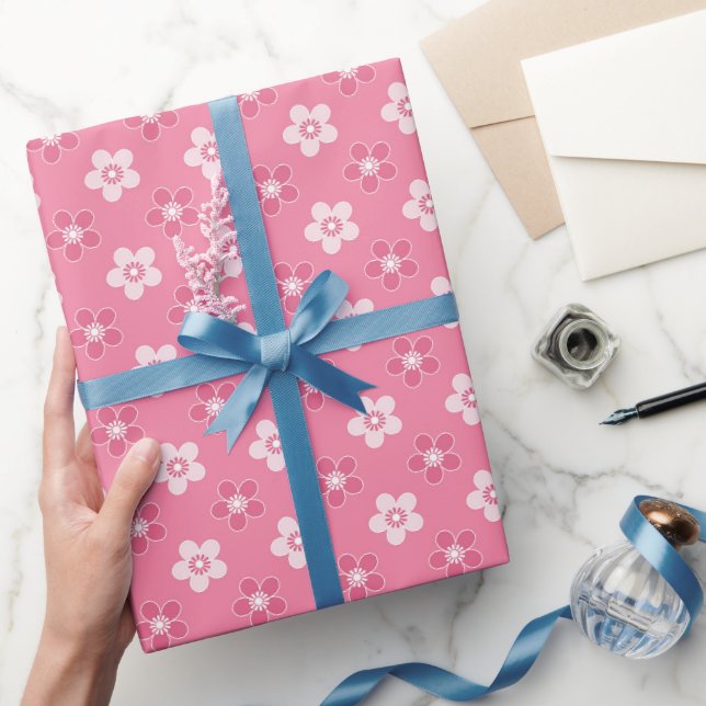 einfaches, massives rosa Muster, kleiner Fluss Geschenkpapier (Schenken)