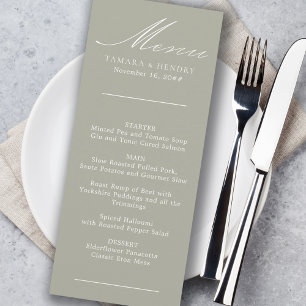 Einfaches Menü für Kalligrafie-Seite Grüne Hochzei Menükarte