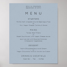 Einfaches Menü mit Text Dusty Blue Wedding Poster