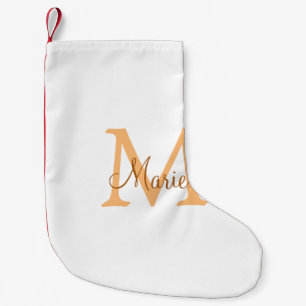 einfaches minimal add name monogramm orange braun kleiner weihnachtsstrumpf