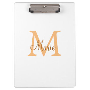 einfaches minimal add name monogramm orange braun  klemmbrett