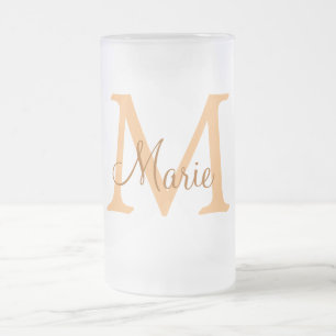 einfaches minimal add name monogramm orange braun mattglas bierglas
