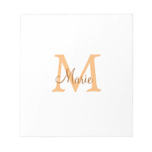 einfaches minimal add name monogramm orange braun  notizblock