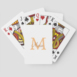 einfaches minimal add name monogramm orange braun spielkarten
