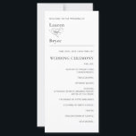 Einfaches Minimal Elegantes White Wedding Programm<br><div class="desc">Einfach und elegant mit minimalistischer Anziehungskraft präsentiert dieses Hochzeitsprogramm Ihre Zeremonie und die Namen der Hochzeitsfeier im klassischen Stil. Der weiße Hintergrund mit schwarzem Text hat ein klares Aussehen, das für Ihre Gäste leicht lesbar ist. Eine elegante, dezente Schriftpaarung präsentiert Ihren Text übersichtlich und einfach, um das Thema auszuführen. Personalisieren...</div>