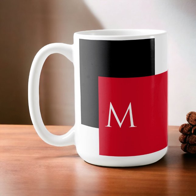 Einfaches Minimal-Farbblock mit Monogram-Initial Kaffeetasse (Enjoy your coffee or tea in this bold and bright color block mug personalized with your initial.)
