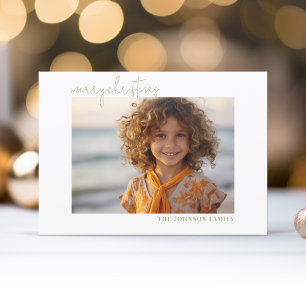 Einfaches Minimal Foto Frohe Weihnachtsschrift Feiertagskarte