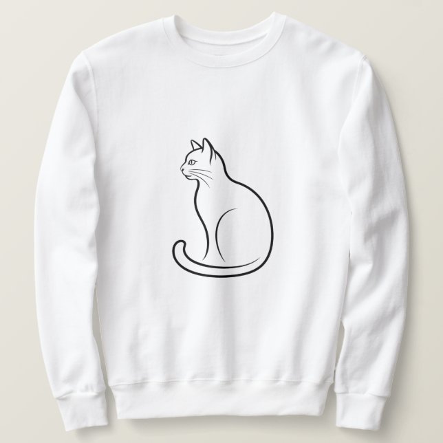 Einfaches Minimal Katzen Sweatshirt  (Design vorne)
