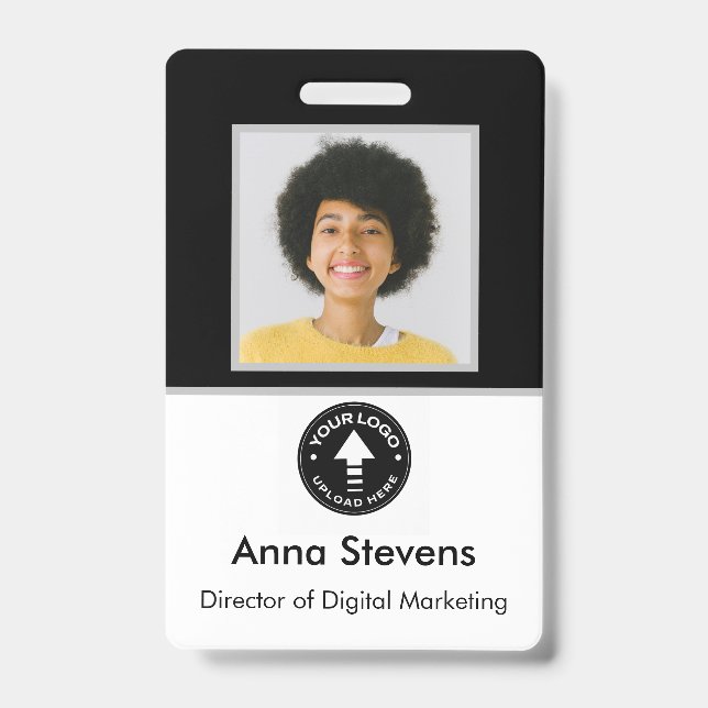 Einfaches Minimal Mitarbeiter Abzeichen QR und Bar Ausweis (Vorderseite)