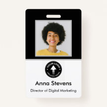 Einfaches Minimal Mitarbeiter Abzeichen QR und Bar