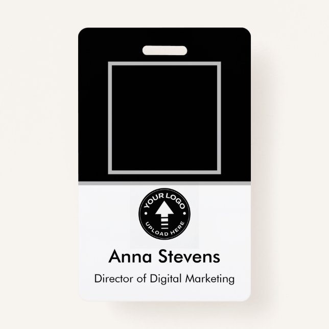 Einfaches Minimal Mitarbeiter Abzeichen QR und Bar Ausweis (Vorderseite)