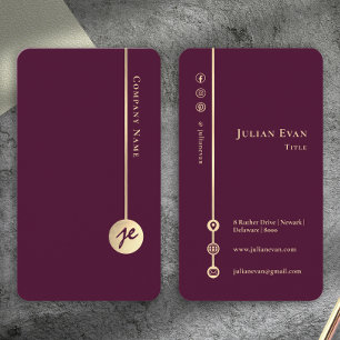 Einfaches Minimal-Monogramm Elegant Burgunderrot G Visitenkarte
