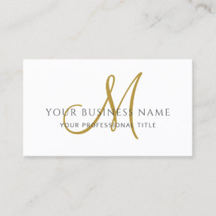 Einfaches Minimal-Monogramm Gold Weiß Visitenkarte