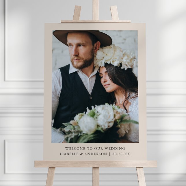 Einfaches Minimal Natural Foto Wedding Willkommens Poster (Von Creator hochgeladen)