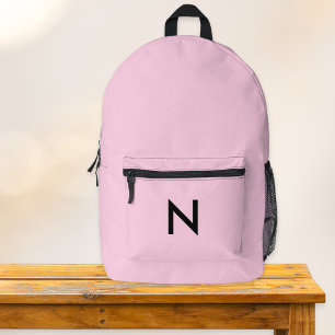 Einfaches Minimal Rosa Monogramm Süße Schule Bedruckter Rucksack