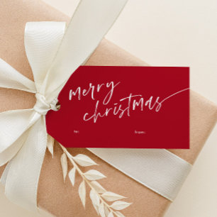 Einfaches Minimal-Skript Frohe Weihnachten Geschenkanhänger