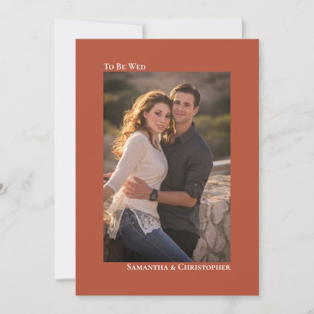 Einfaches Minimal Terracotta Vertikales Foto Hochz Einladung (Vorderseite)