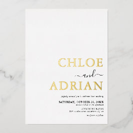 Einfaches Minimal Wedding Gold Folieneinladung