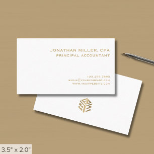 Einfaches Minimal-White-Gold-Logo Visitenkarte