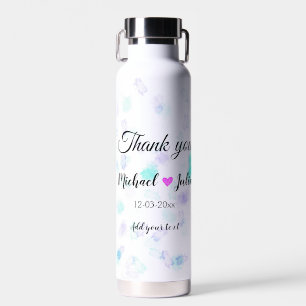 Einfaches minimales Danke Paar Name Herz Glitter Trinkflasche