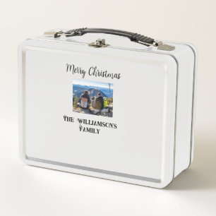 einfaches minimales frohe Weihnachten Familienname Metall Brotdose