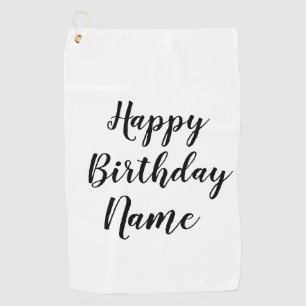einfaches minimales frohes Geburtstag füge deinen Golfhandtuch
