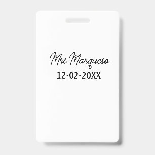 einfaches minimales Monogramm Frau Herr Name Datum Ausweis