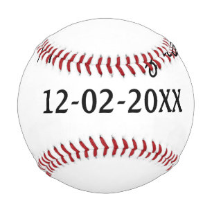 einfaches minimales Monogramm Frau Herr Name Datum Baseball
