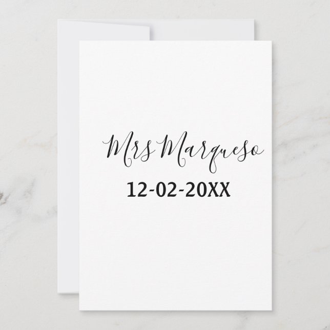 einfaches minimales Monogramm Frau Herr Name Datum Einladung (Vorderseite)