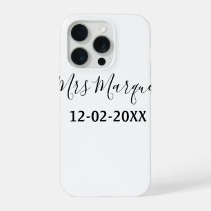 einfaches minimales Monogramm Frau Herr Name Datum iPhone 15 Pro Hülle