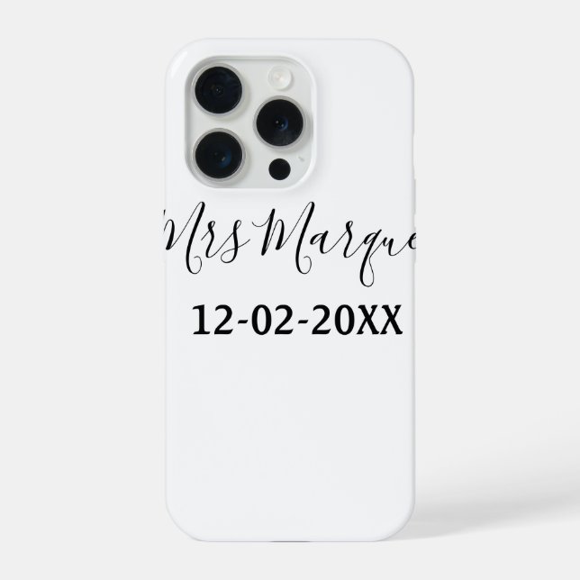 einfaches minimales Monogramm Frau Herr Name Datum iPhone Hülle (Rückseite)